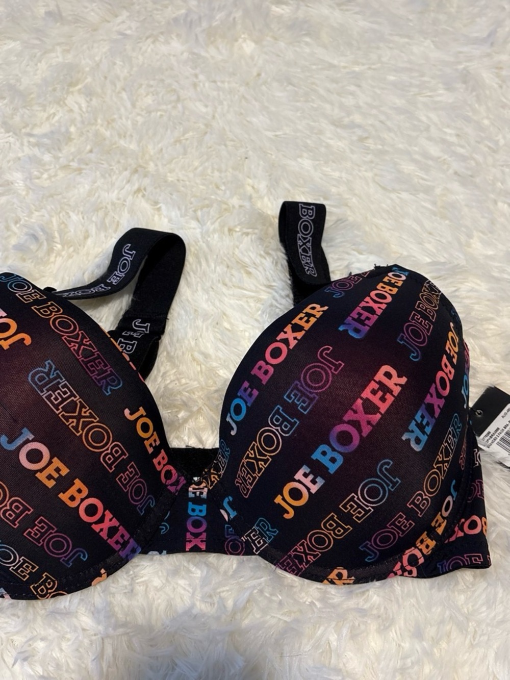 Joe Boxer Black Bra with Multicolor Logo Print